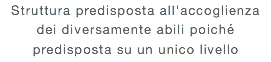 Struttura predisposta all'accoglienza dei diversamente abili poiché predisposta su un unico livello